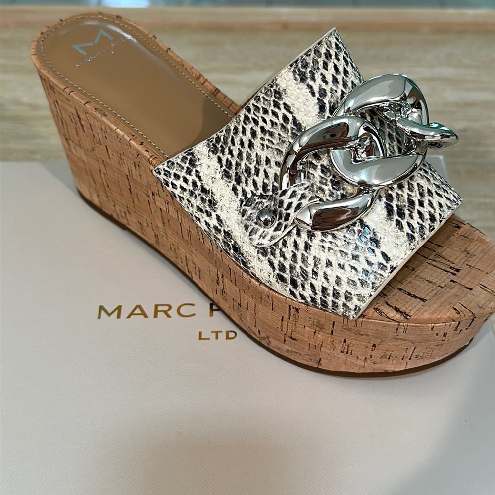 Marc Fischer python slide wedge sandals